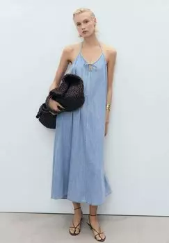 Джинсовое платье STRAPPY - Maxi dress Mango, синий