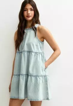 Джинсовое платье TIERED SMOCK New Look, синий