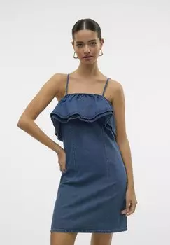Джинсовое платье VMANNY FRILL Vero Moda, цвет Medium Blue Denim
