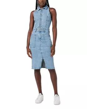 Джинсовое платье в стиле милитари Hudson с бретелькой на бретельках, синий
