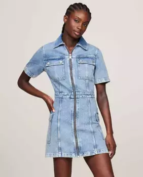 Джинсовое платье в стиле спецодежды Tommy Jeans, цвет Azul ndigo