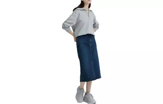 Джинсовое платье женское темно-синее Uniqlo