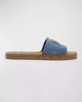 Джинсовые эспадрильи на плоской подошве с медальоном DG Dolce&Gabbana, цвет Blue
