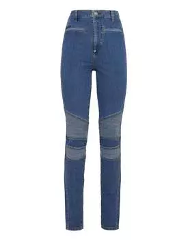 Джинсовые байкерские брюки с высокой талией Iconic Plein PHILIPP PLEIN, цвет quiet medium