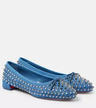Джинсовые балетки Sweetie Jane Spikes Christian Louboutin, цвет blue/sv/lin jeans