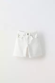 Джинсовые бермудские шорты ZARA, белый