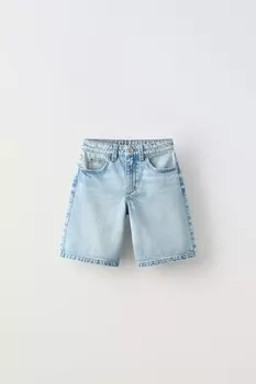 Джинсовые бермудские шорты ZARA, светло-голубой