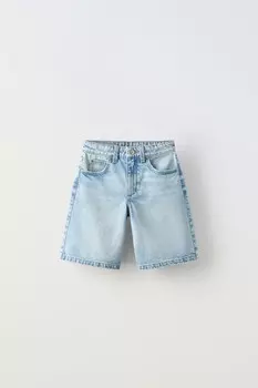 Джинсовые бермудские шорты ZARA, светло-голубой