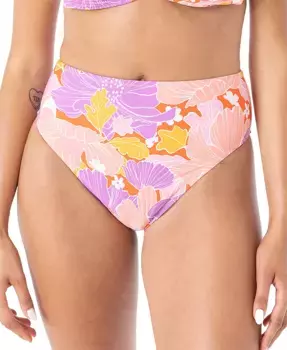 Джинсовые бикини-трусы Bell Bottom Blooms с высокой посадкой для девушек Roxy, фиолетовый