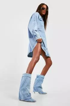 Джинсовые ботинки на шпильках с отклонками Boohoo, синий