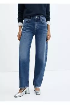 Джинсовые брюки Balloon с высокой талией Mango, синий