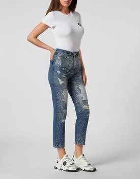Джинсовые брюки Boyfriend Fit Crystal PHILIPP PLEIN, цвет new baroque blue