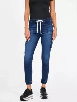 Джинсовые брюки-джоггеры Eco Luna средней посадки Cargo Guess Factory, цвет dark wash