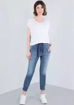 Джинсовые брюки-джоггеры, облегающий крой Please Jeans, цвет 1670-Bludenim