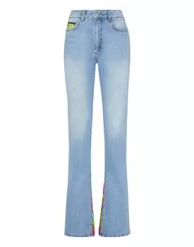 Джинсовые брюки Flare Fit вставка New Baroque PHILIPP PLEIN, цвет grisaille turquoise
