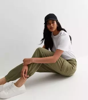 Джинсовые брюки карго цвета хаки с манжетами New Look, хаки