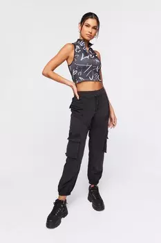 Джинсовые брюки-карго Forever 21, черный