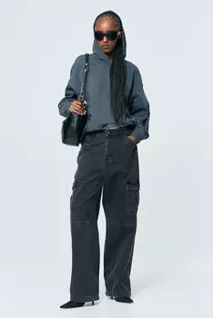 Джинсовые брюки карго H&M, черный