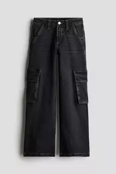 Джинсовые брюки-карго H&M, черный