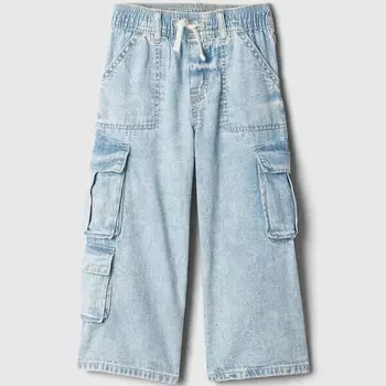 Джинсовые брюки-карго с завязками на шнурке Gap, синий