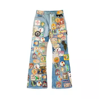 Джинсовые брюки-клеш Kapital Indigo Processing