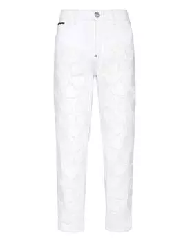 Джинсовые брюки Mom Fit Heart PHILIPP PLEIN, цвет snow white (no rotture)