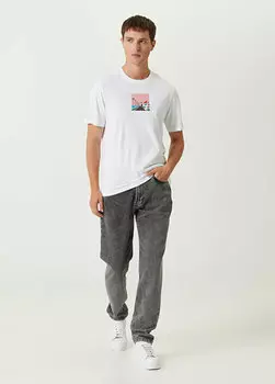 Джинсовые брюки морковного кроя антрацитового цвета Academia