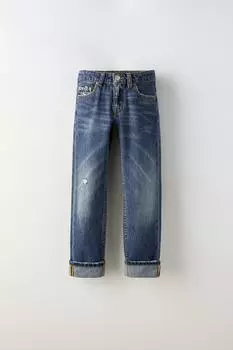 Джинсовые брюки оригинального кроя ZARA, синий