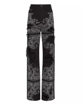 Джинсовые брюки Palace Fit с узором пейсли и черепом Philipp Plein, черный