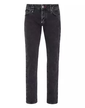 Джинсовые брюки прямого кроя Philipp Plein, цвет Carbon Grey