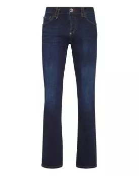 Джинсовые брюки прямого кроя Supreme Iconic Plein Basic Philipp Plein, цвет Pure Blue