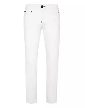 Джинсовые брюки прямого кроя Supreme Iconic Plein Philipp Plein, цвет Summer Snow