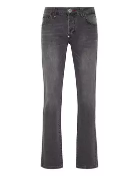 Джинсовые брюки прямого кроя Supreme Iconic Plein Basic Philipp Plein, цвет Storm Grey
