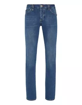 Джинсовые брюки прямого кроя Supreme Iconic Plein Basic Philipp Plein, цвет Royalty