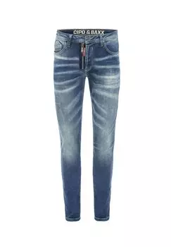 Джинсовые брюки с модными элементами б/у CIPO & BAXX, синий