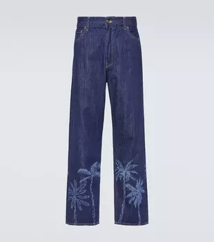 Джинсовые брюки с принтом jungle Alanui, синий