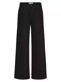 Джинсовые брюки с принтом Toile Iconographe Valentino Garavani, черный