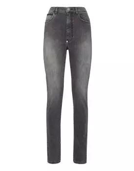 Джинсовые брюки с супер высокой талией Jegging PHILIPP PLEIN, цвет grey stone