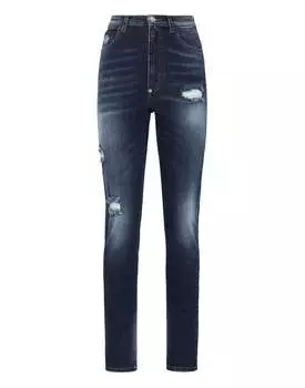 Джинсовые брюки с супер высокой талией Jegging PHILIPP PLEIN, цвет blue ocean