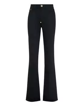 Джинсовые брюки с высокой посадкой клеш PHILIPP PLEIN, цвет noir plein