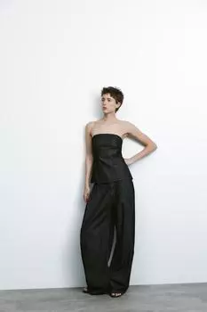 Джинсовые брюки с вытачками ZARA, антрацитовый серый