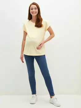 Джинсовые брюки скинни для беременных с карманами и вставками на животе LCWAIKIKI Maternity, среднее индиго родео