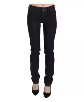 Джинсовые брюки скинни из хлопка с заниженной талией Just Cavalli, синий