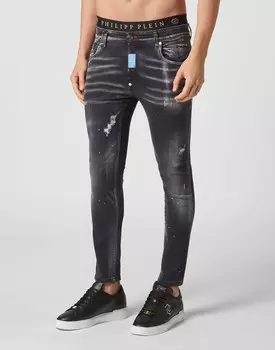 Джинсовые брюки скинни-шестиугольник Philipp Plein, цвет Black Panter