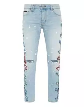 Джинсовые брюки Skinny Fit Skully Gang PHILIPP PLEIN, цвет splash