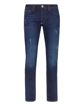 Джинсовые брюки супер прямого кроя базовые Philipp Plein, цвет Pure Blue