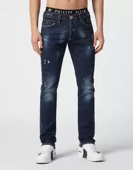 Джинсовые брюки супер прямого кроя Гавайи Philipp Plein, цвет Deep Ocean