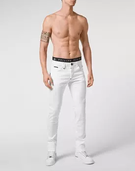 Джинсовые брюки супер прямого кроя Philipp Plein, цвет Summer Snow