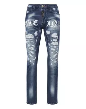 Джинсовые брюки супер прямого кроя Philipp Plein TM, цвет Blue Shark