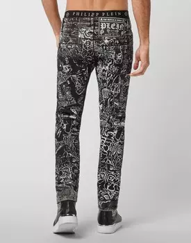 Джинсовые брюки супер прямого кроя Philipp Plein, цвет Barberwire